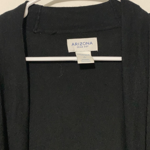 Arizona Women's Black Cardigan with White Stripes - Picture 2 of 7